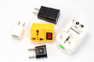 Set of travel adapters for various countries