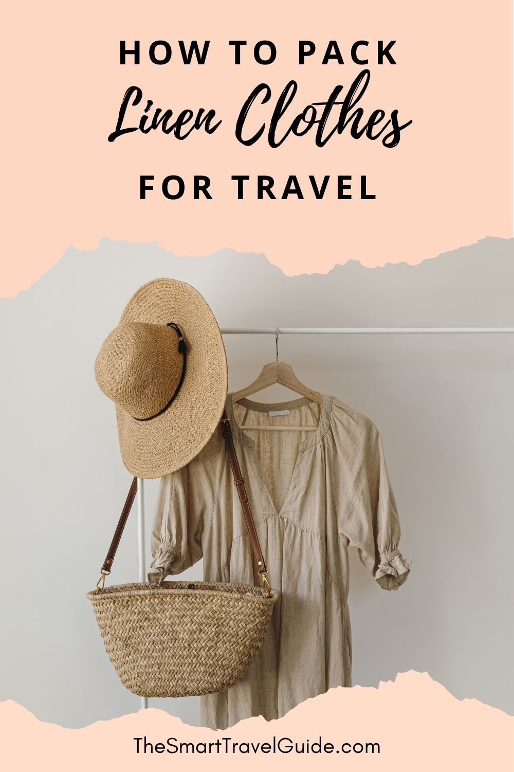 Pinterest Pin for how to keep linen from wrinkling when you travel.